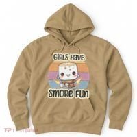 Happy Marshmallow Camper Cute Girl Have Smore Fun Camping Hoodie thumb 0
