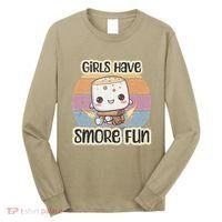 Happy Marshmallow Camper Cute Girl Have Smore Fun Camping Long Sleeve Shirt thumb 0