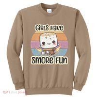 Happy Marshmallow Camper Cute Girl Have Smore Fun Camping Sweatshirt thumb 0