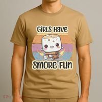 Happy Marshmallow Camper Cute Girl Have Smore Fun Camping T-Shirt thumb 3