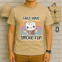 Happy Marshmallow Camper Cute Girl Have Smore Fun Camping T-Shirt thumb 6