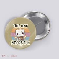 Happy Marshmallow Camper Cute Girl Have Smore Fun Camping Button thumb 0