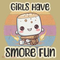 Happy Marshmallow Camper Cute Girl Have Smore Fun Camping Kids T-Shirt thumb 2