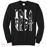 Horror Movie Characters In Knives Halloween Sweatshirt thumb 0