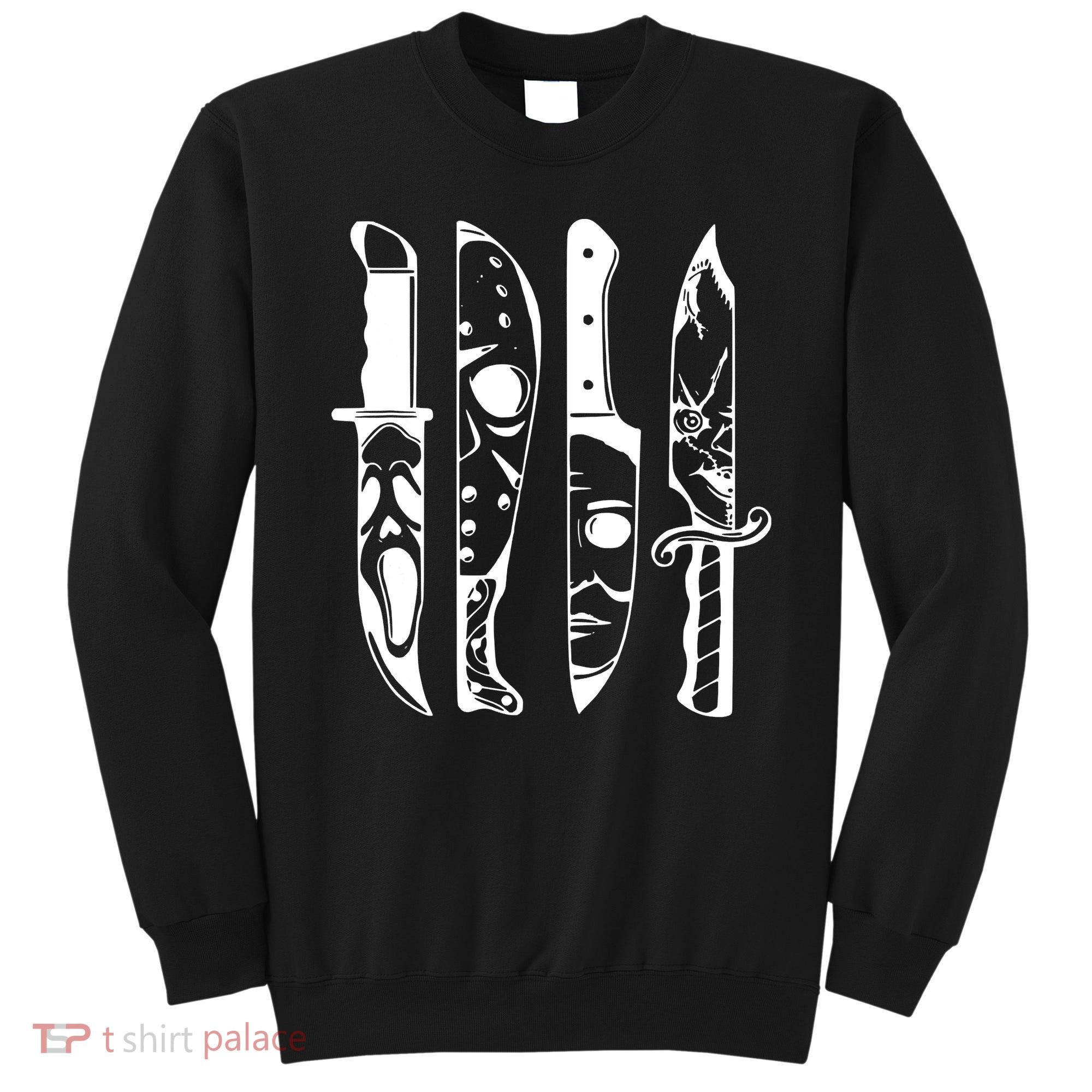 Horror Movie Characters In Knives Halloween Sweatshirt