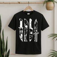 Horror Movie Characters In Knives Halloween T-Shirt thumb 2