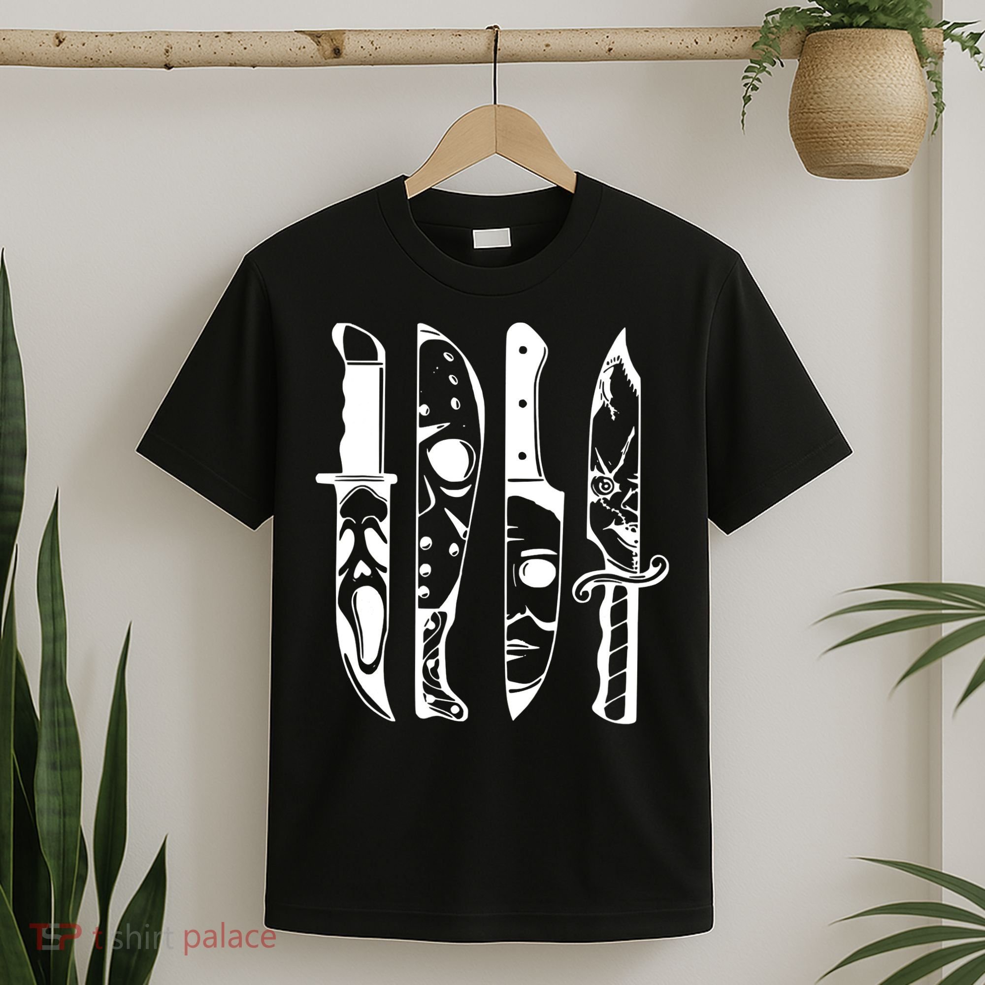 Horror Movie Characters In Knives Halloween T-Shirt