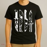 Horror Movie Characters In Knives Halloween T-Shirt thumb 3