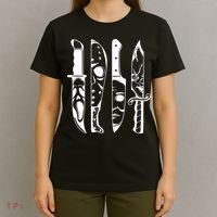 Horror Movie Characters In Knives Halloween T-Shirt thumb 4