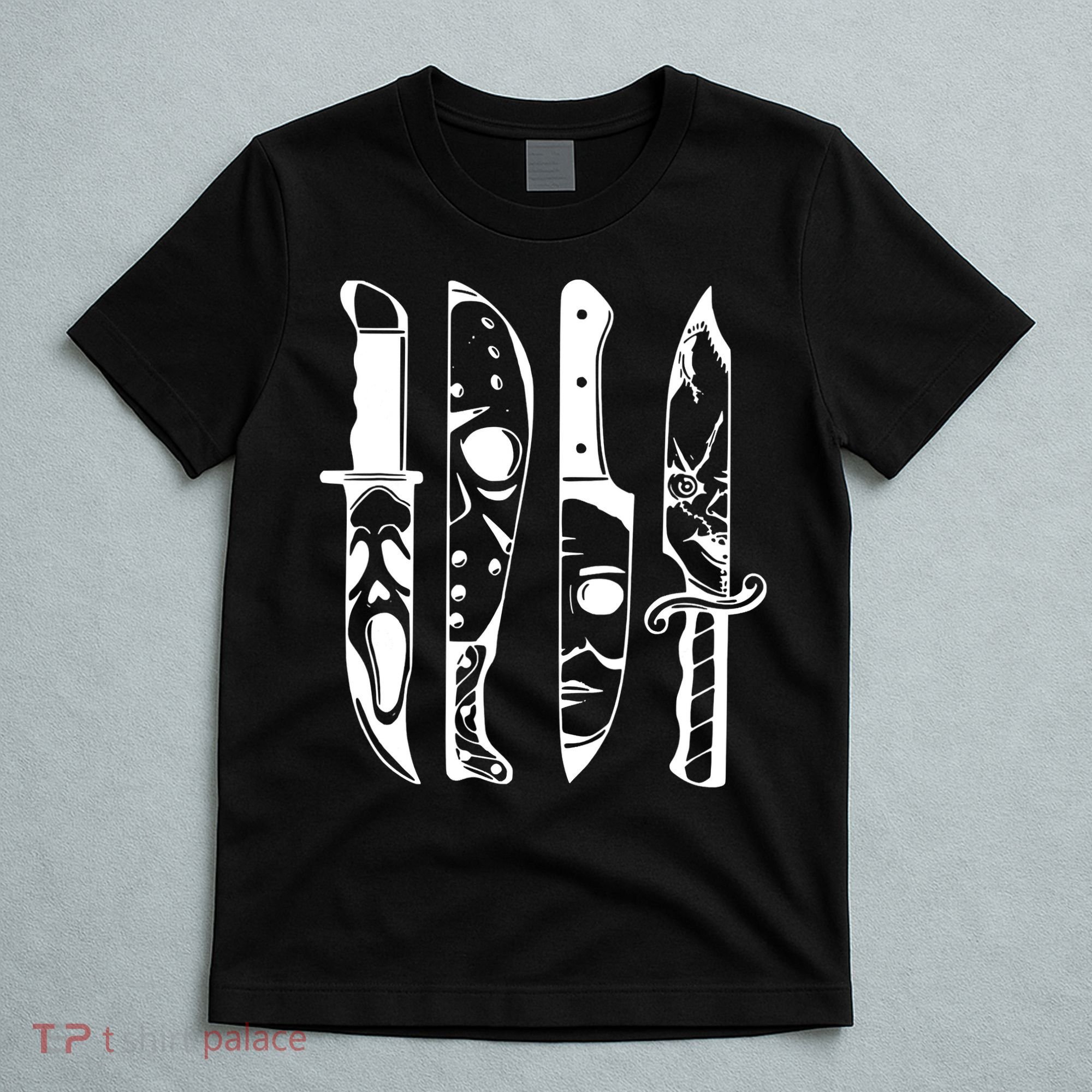 Horror Movie Characters In Knives Halloween T-Shirt