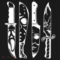 Horror Movie Characters In Knives Halloween Polo thumb 3