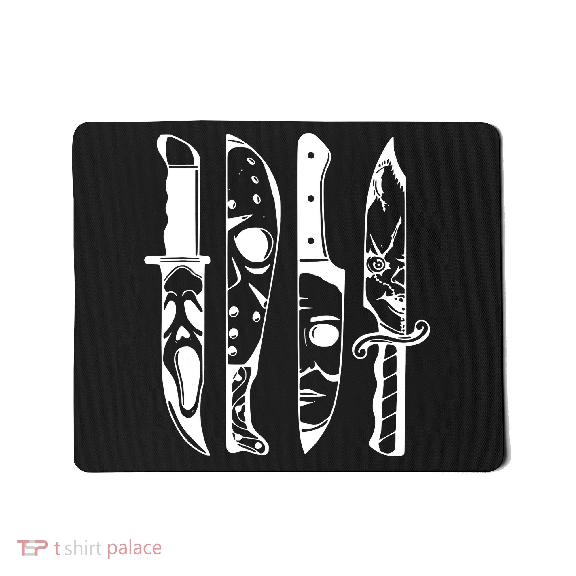 Horror Movie Characters In Knives Halloween Mousepad
