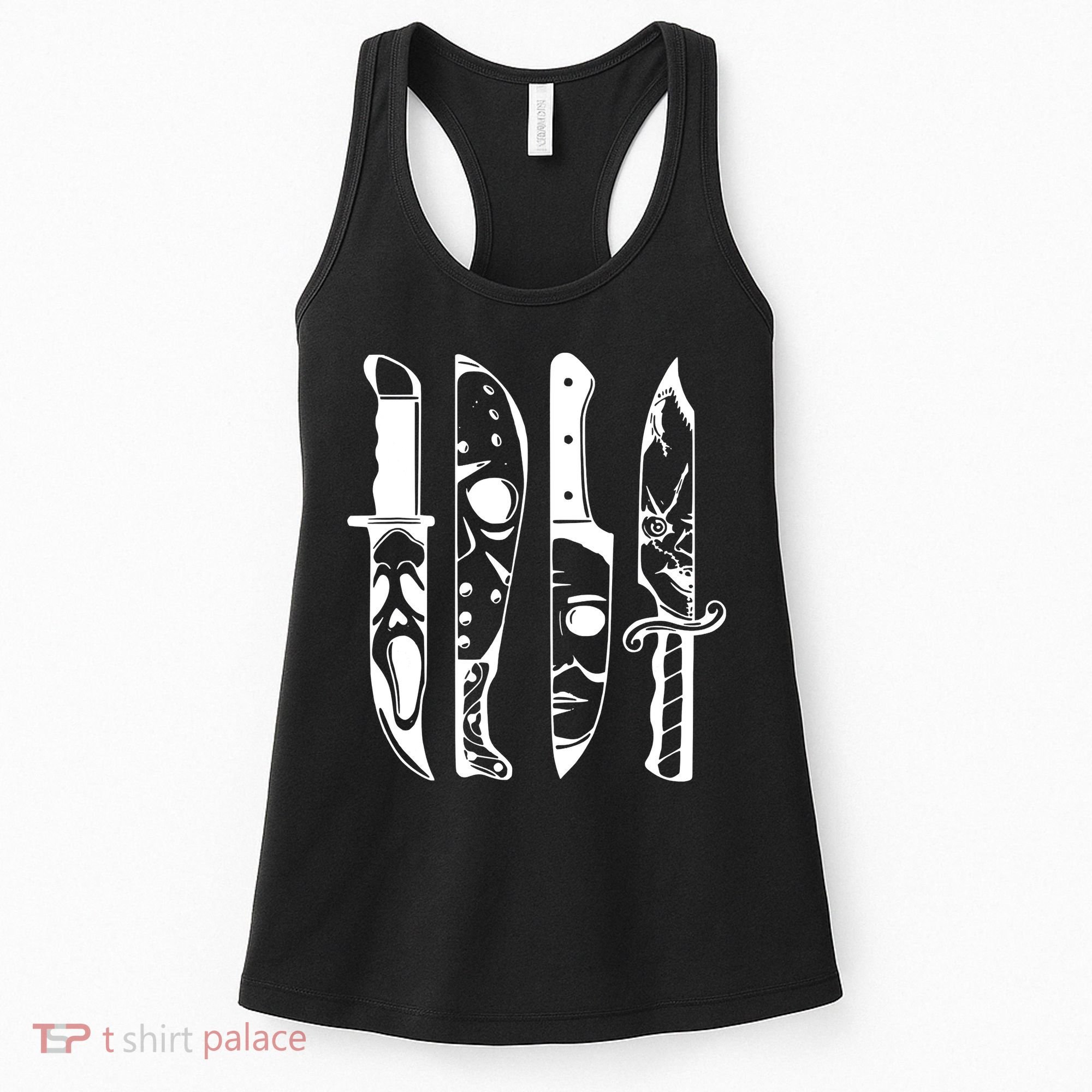 Horror Movie Characters In Knives Halloween Women's Tank Top