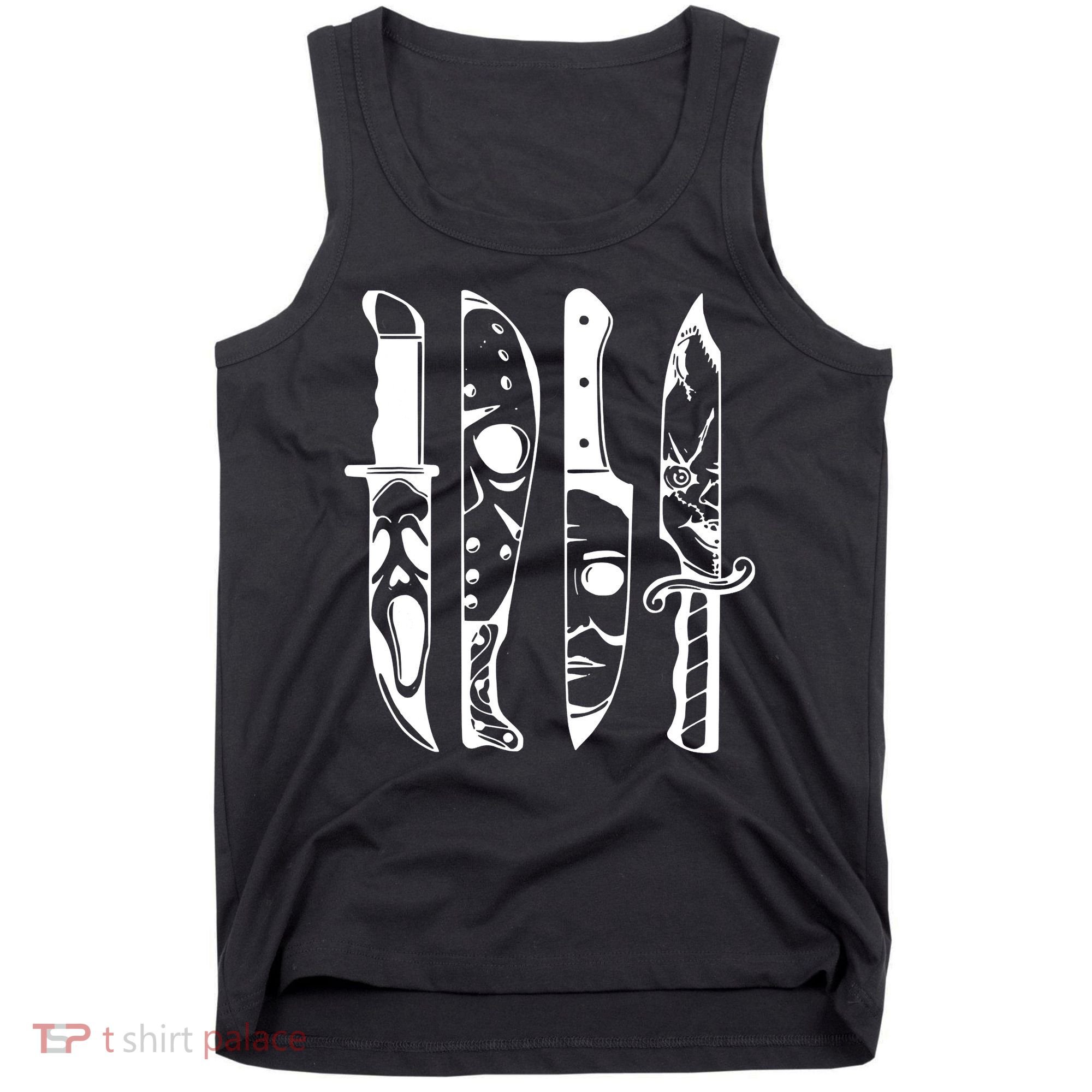 Horror Movie Characters In Knives Halloween Tank Top