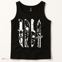 Horror Movie Characters In Knives Halloween Tank Top thumb 2