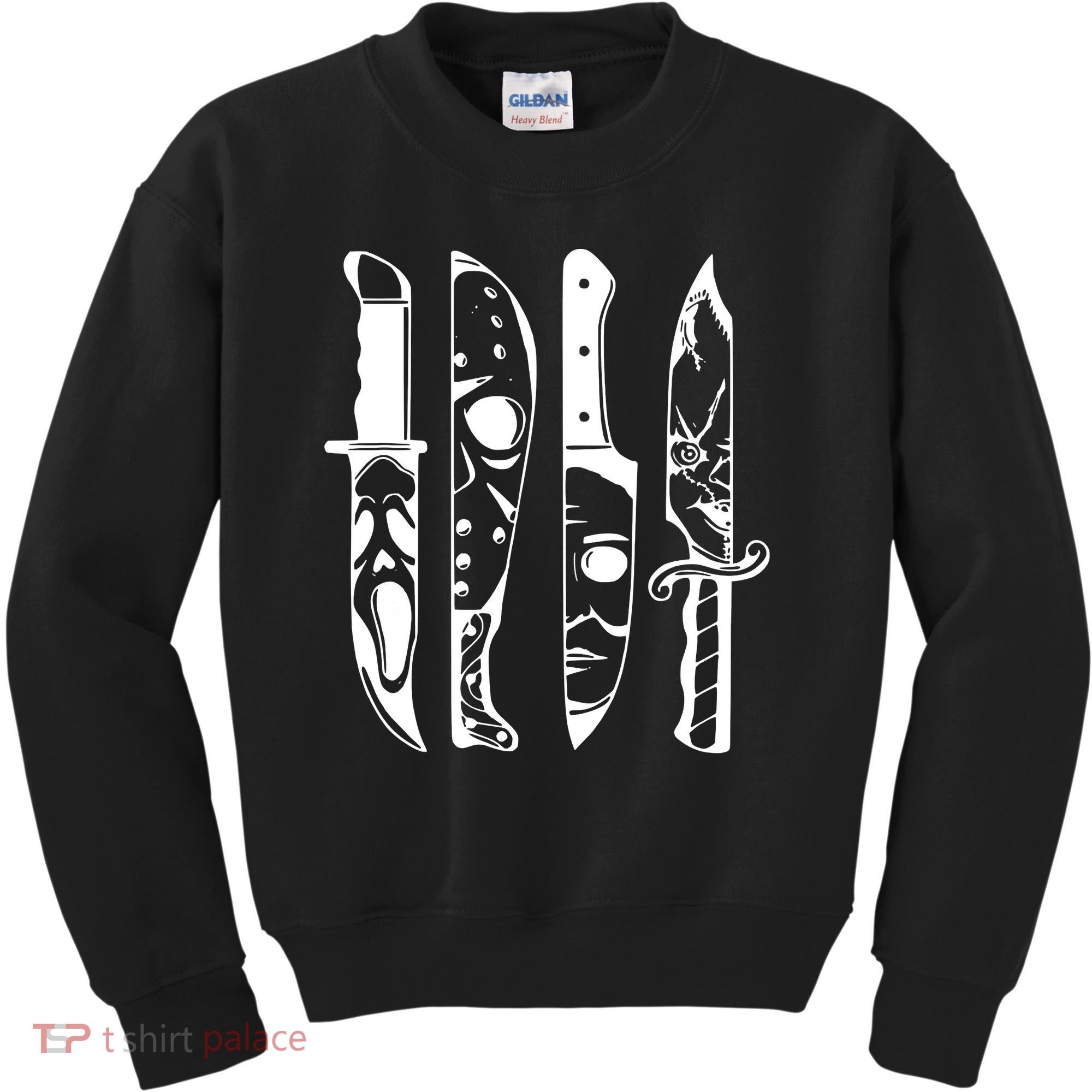 Horror Movie Characters In Knives Halloween Kids Sweatshirt