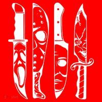 Horror Movie Characters In Knives Halloween Santa Hat thumb 1