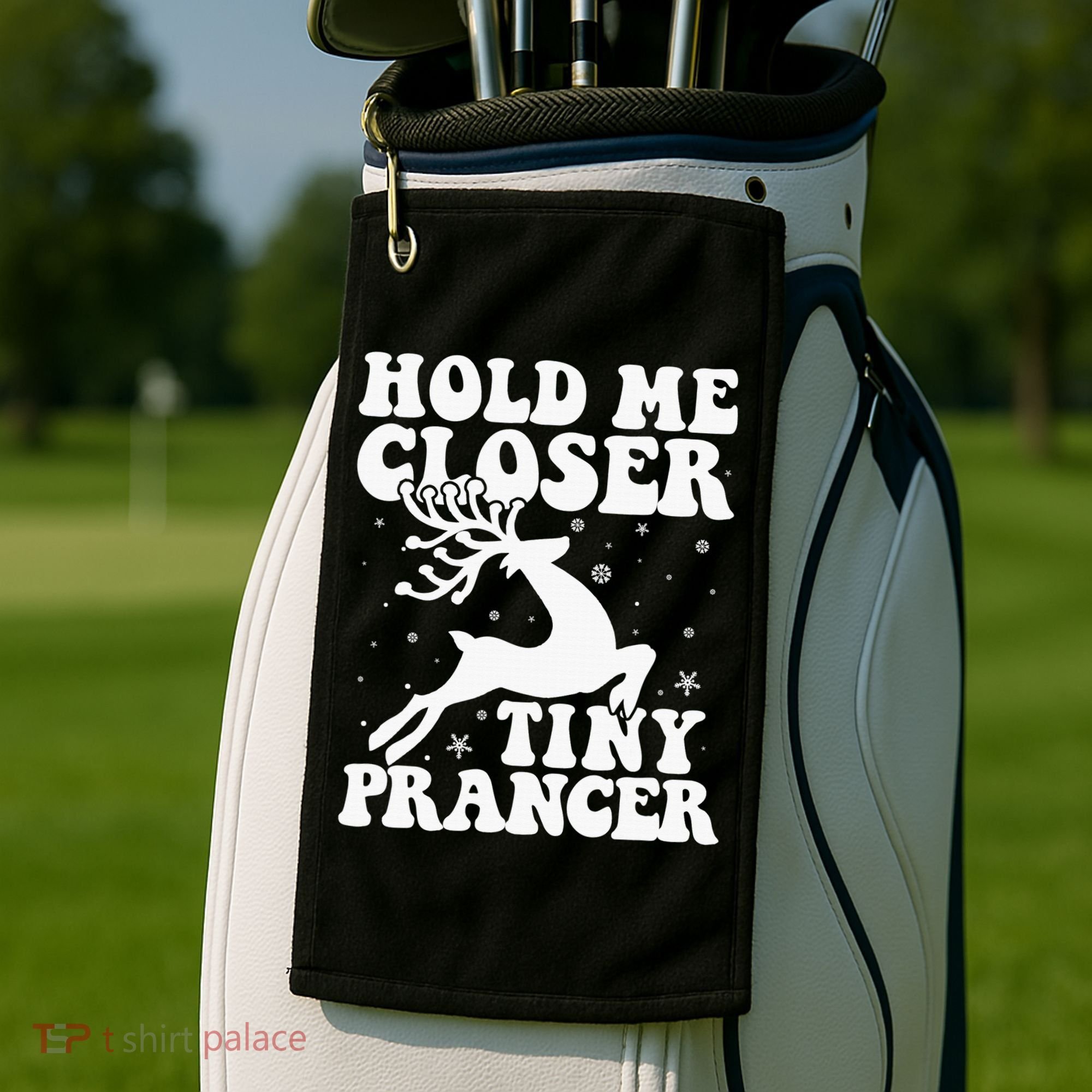 Hold me closer tiny prancer Deer Ugly Christmas Sweater Golf Towel