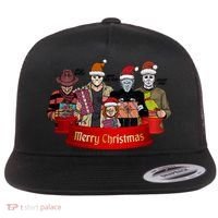 Horror Merry Christmas Halloween Friends Funny Costume Flat Bill Trucker Hat thumb 0