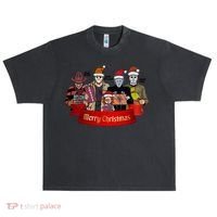 Horror Merry Christmas Halloween Friends Funny Costume Urban Oversized Heavyweight T-Shirt thumb 0