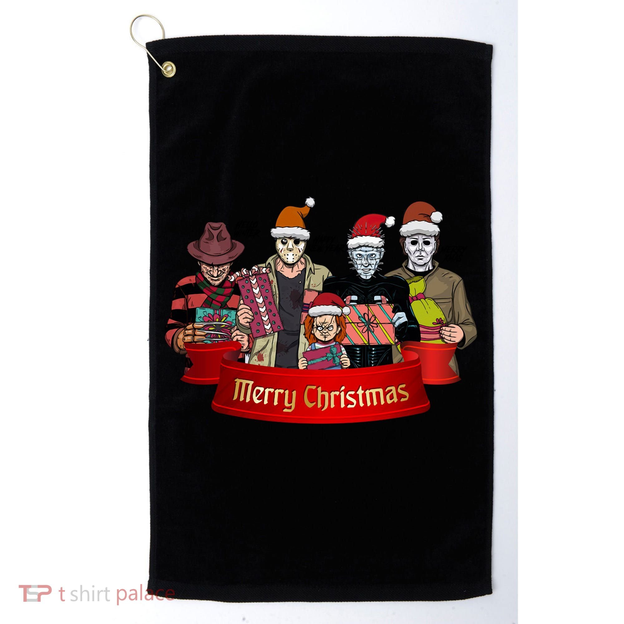 Horror Merry Christmas Halloween Friends Funny Costume Golf Towel