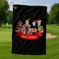 Horror Merry Christmas Halloween Friends Funny Costume Golf Towel thumb 1