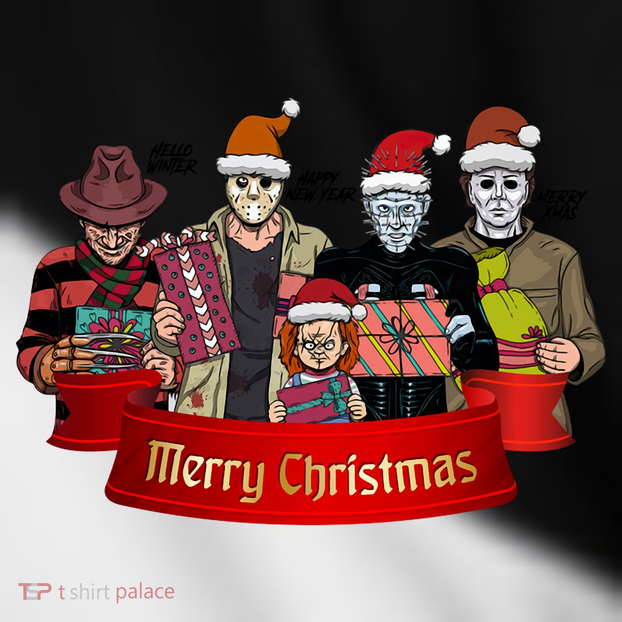 Horror Merry Christmas Halloween Friends Funny Costume Toddler Fine Jersey T-Shirt