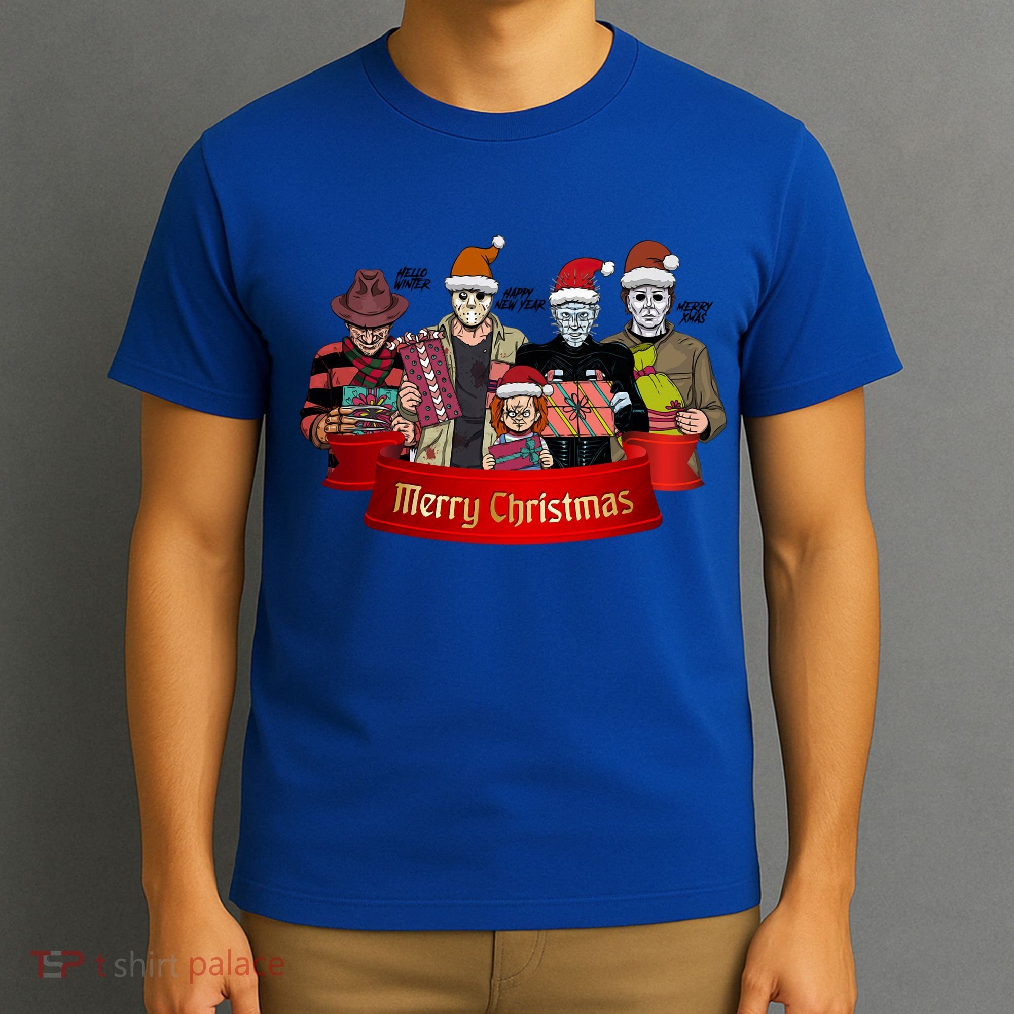 Horror Merry Christmas Halloween Friends Funny Costume T-Shirt