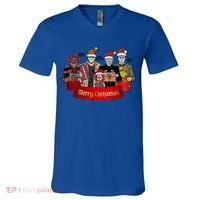 Horror Merry Christmas Halloween Friends Funny Costume V-Neck T-Shirt thumb 0
