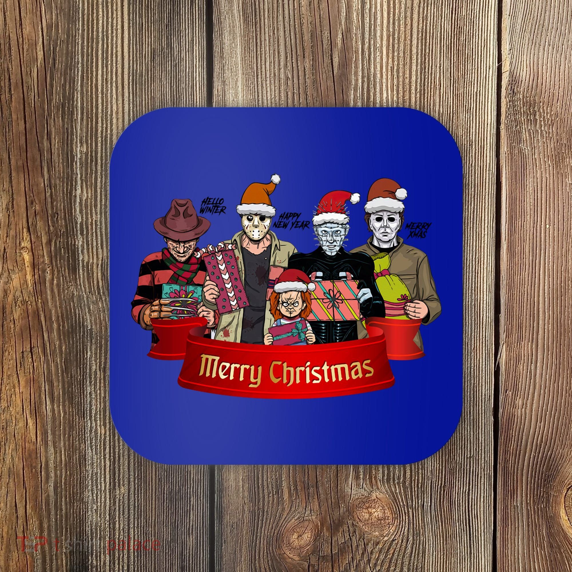 Horror Merry Christmas Halloween Friends Funny Costume Coaster