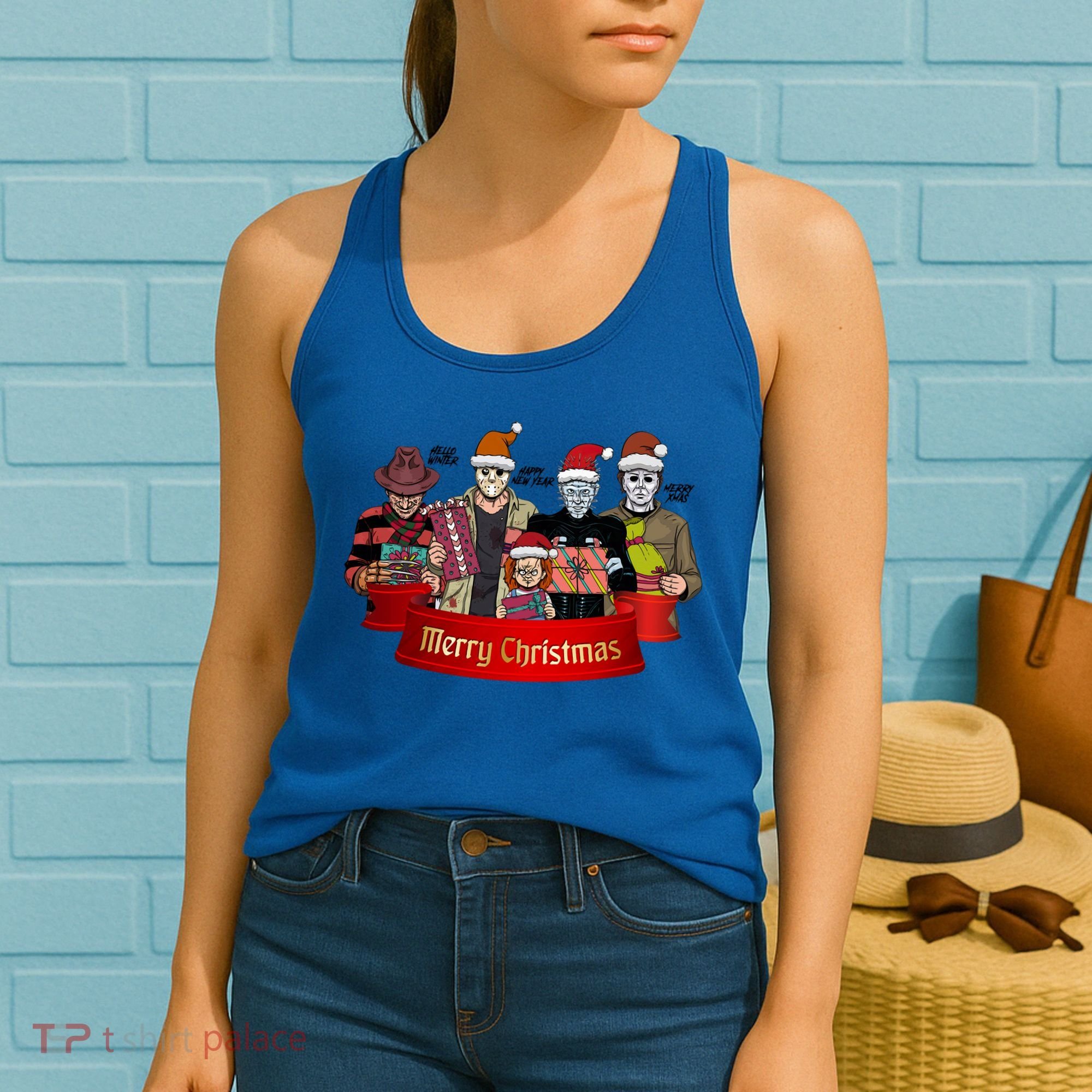 Horror Merry Christmas Halloween Friends Funny Costume Women's Tank Top