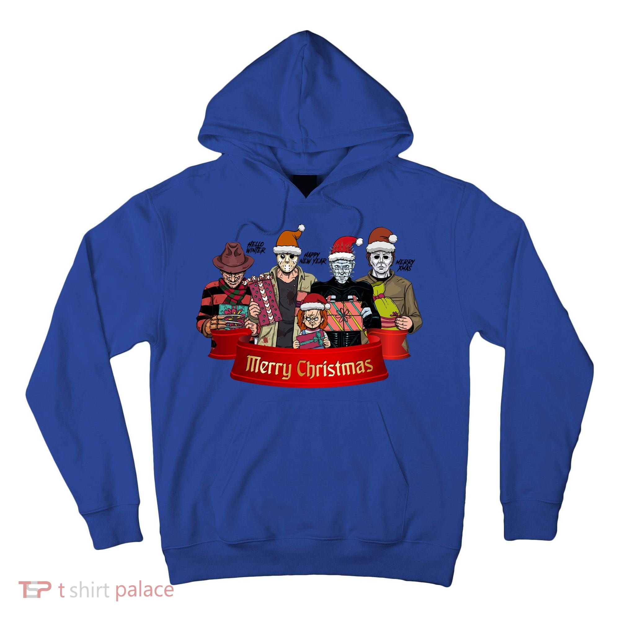 Horror Merry Christmas Halloween Friends Funny Costume Tall Hoodie