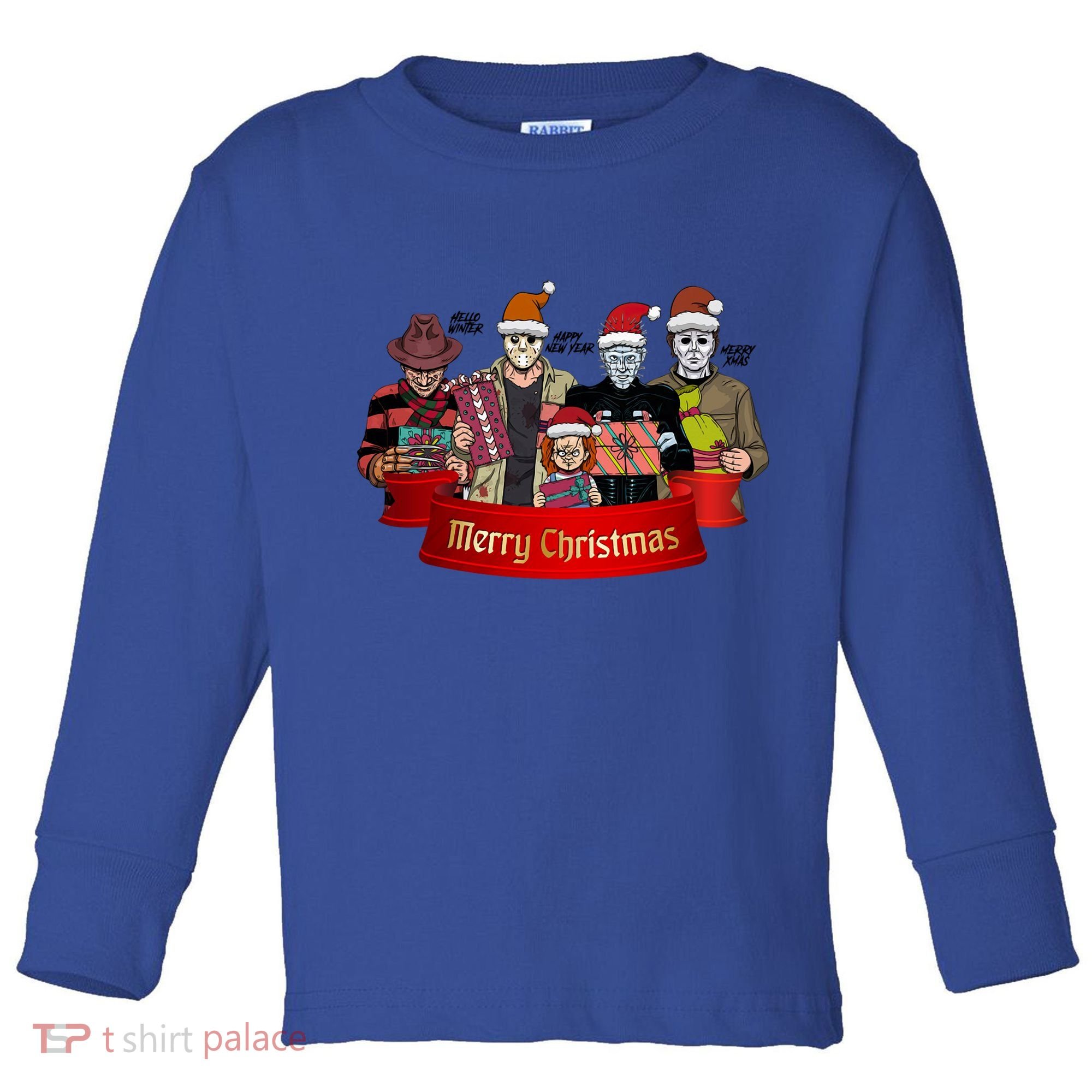 Horror Merry Christmas Halloween Friends Funny Costume Toddler Long Sleeve Shirt