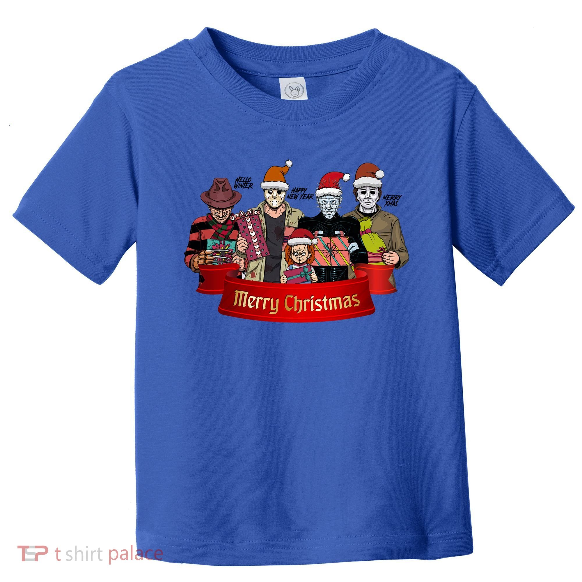 Horror Merry Christmas Halloween Friends Funny Costume Toddler T-Shirt