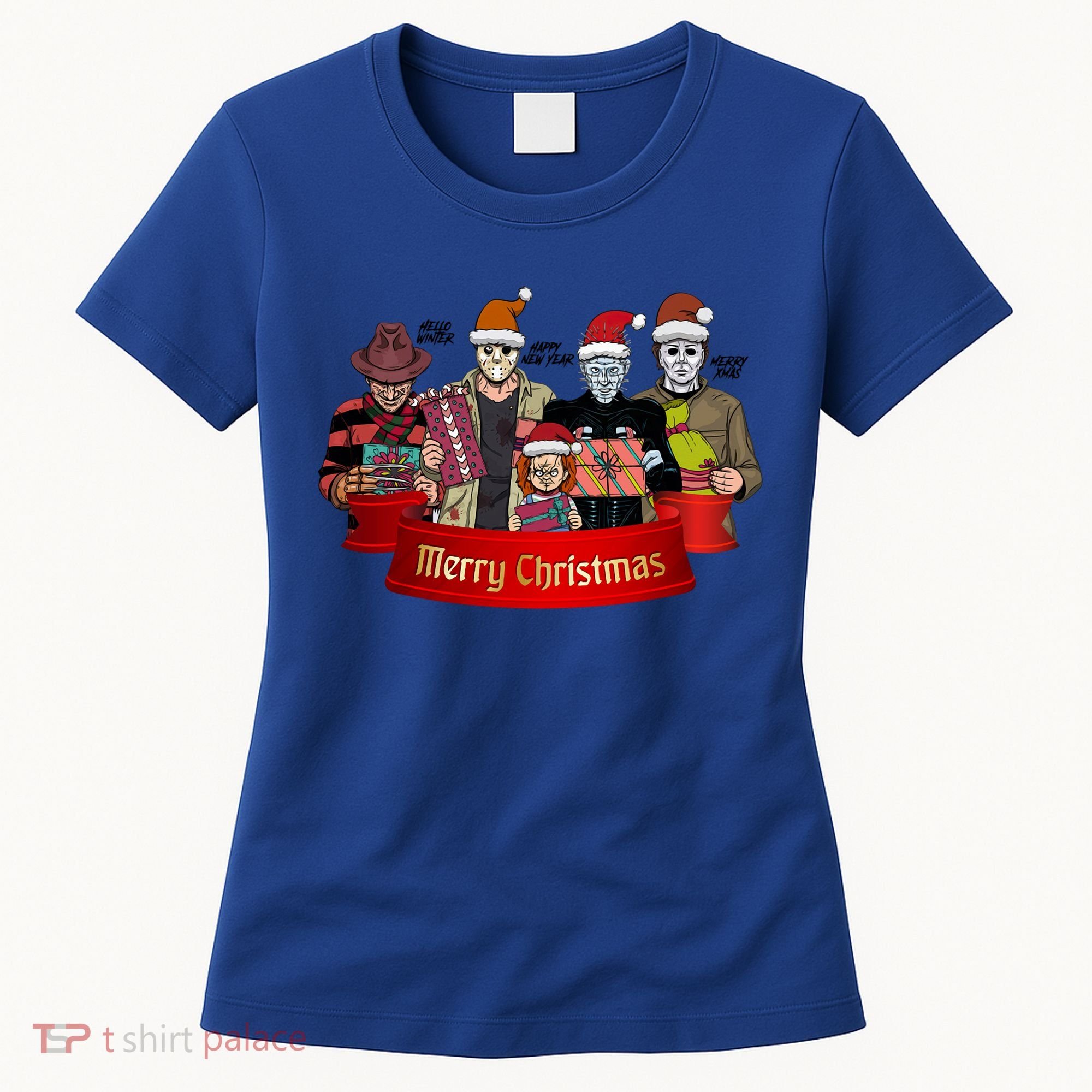 Horror Merry Christmas Halloween Friends Funny Costume Women's T-Shirt
