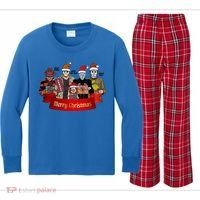 Horror Merry Christmas Halloween Friends Funny Costume Kids Long Sleeve Plaid Pajama Set thumb 0