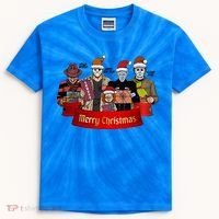 Horror Merry Christmas Halloween Friends Funny Costume Kids Tie-Dye T-Shirt thumb 0