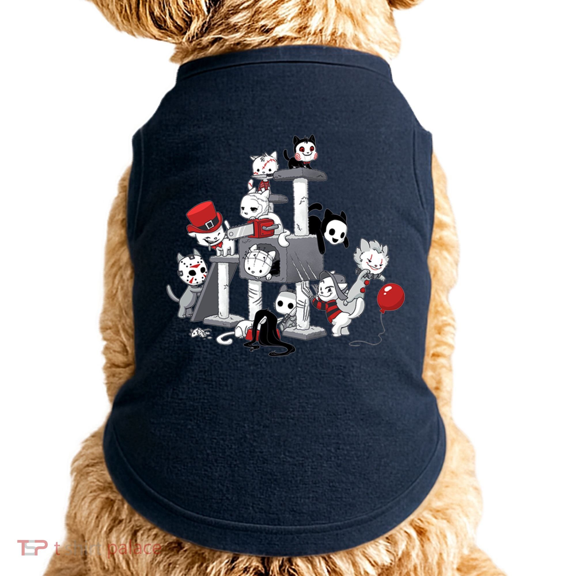 Horror Movies Cat Funny Halloween Doggie Tank