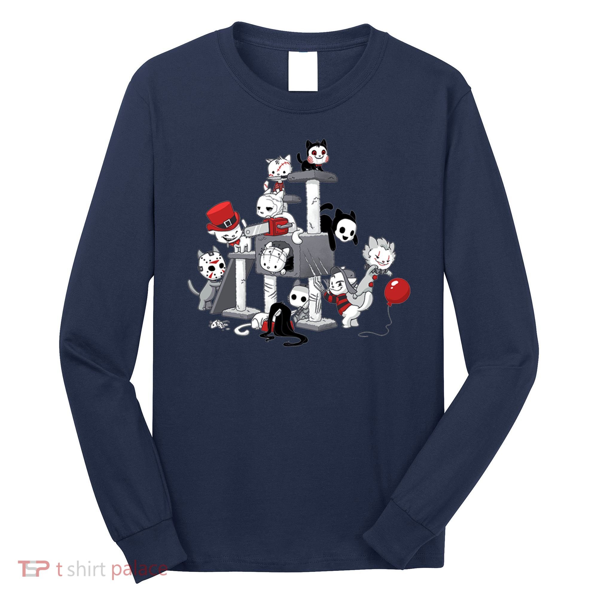 Horror Movies Cat Funny Halloween Long Sleeve Shirt