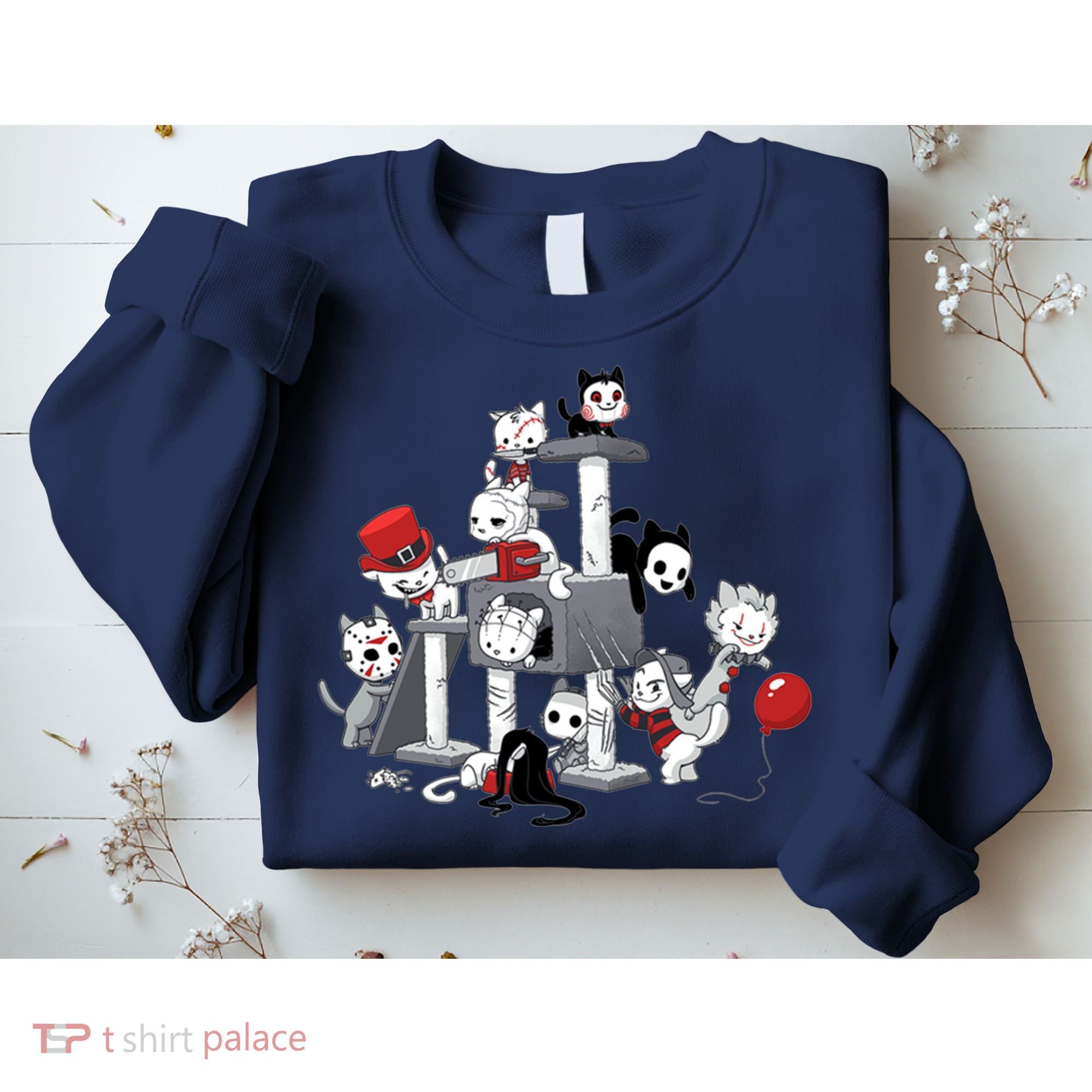 Horror Movies Cat Funny Halloween Sweatshirt