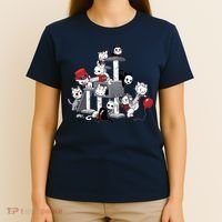 Horror Movies Cat Funny Halloween T-Shirt thumb 4