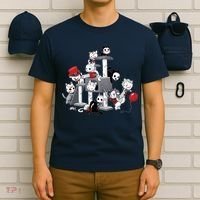 Horror Movies Cat Funny Halloween T-Shirt thumb 6