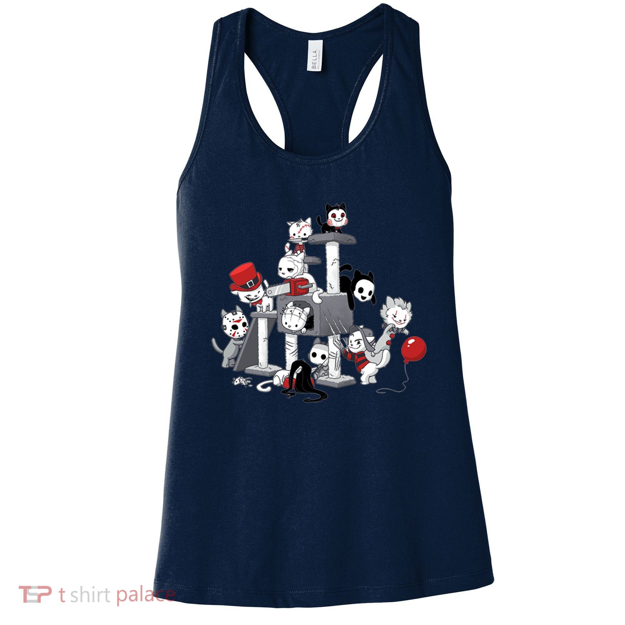 Horror Movies Cat Funny Halloween Women's Tank Top