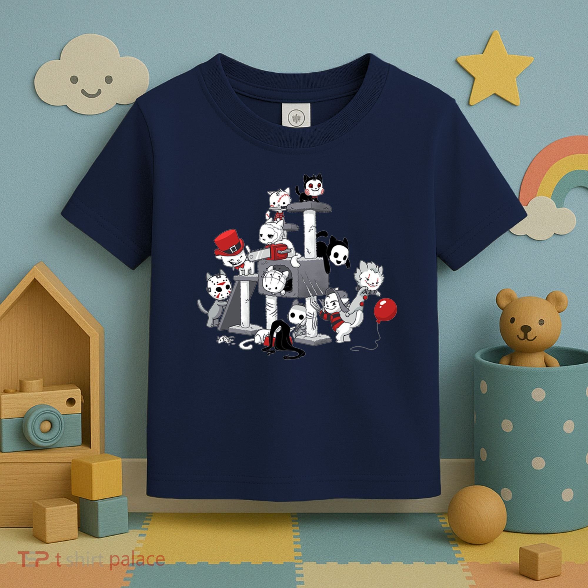 Horror Movies Cat Funny Halloween Toddler T-Shirt