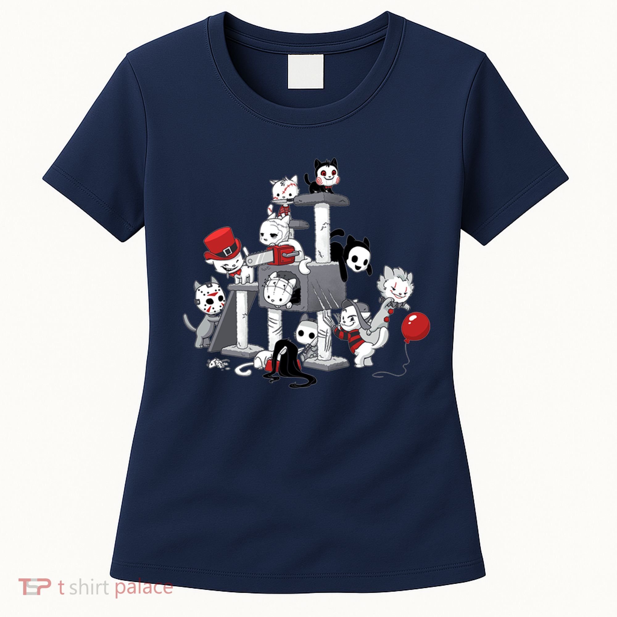 Horror Movies Cat Funny Halloween Women's T-Shirt
