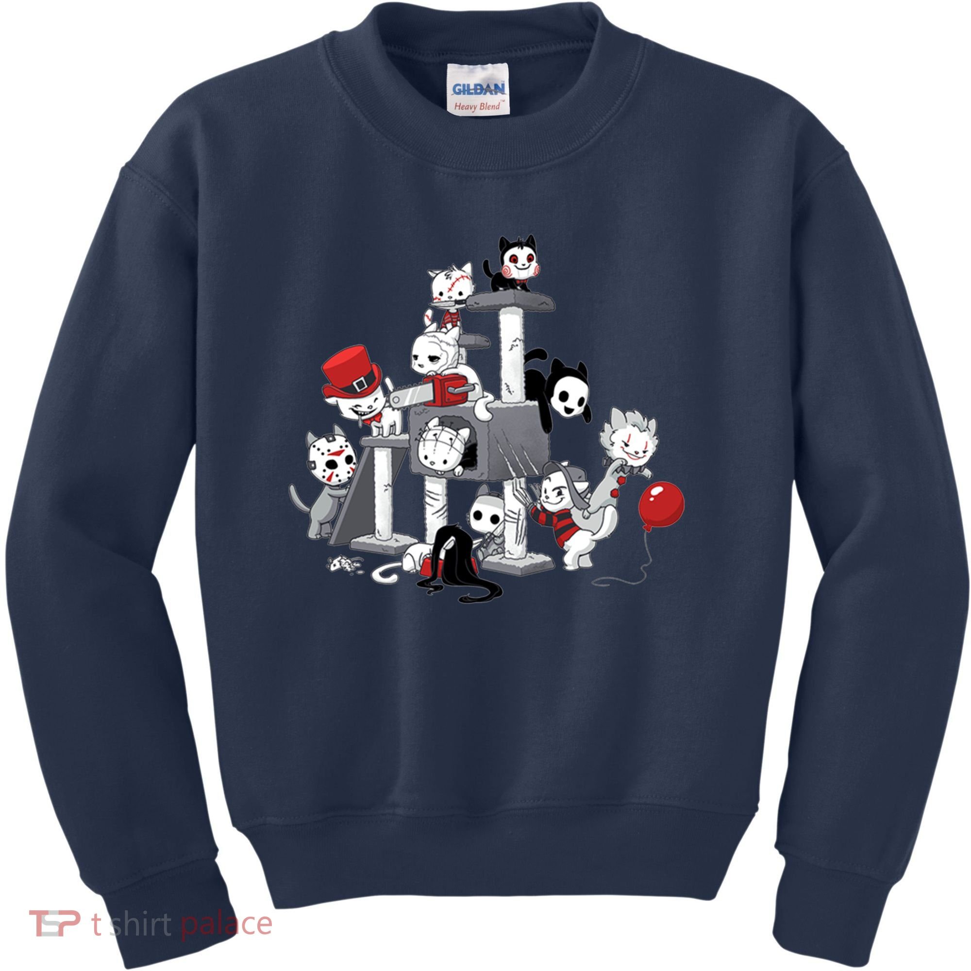 Horror Movies Cat Funny Halloween Kids Sweatshirt