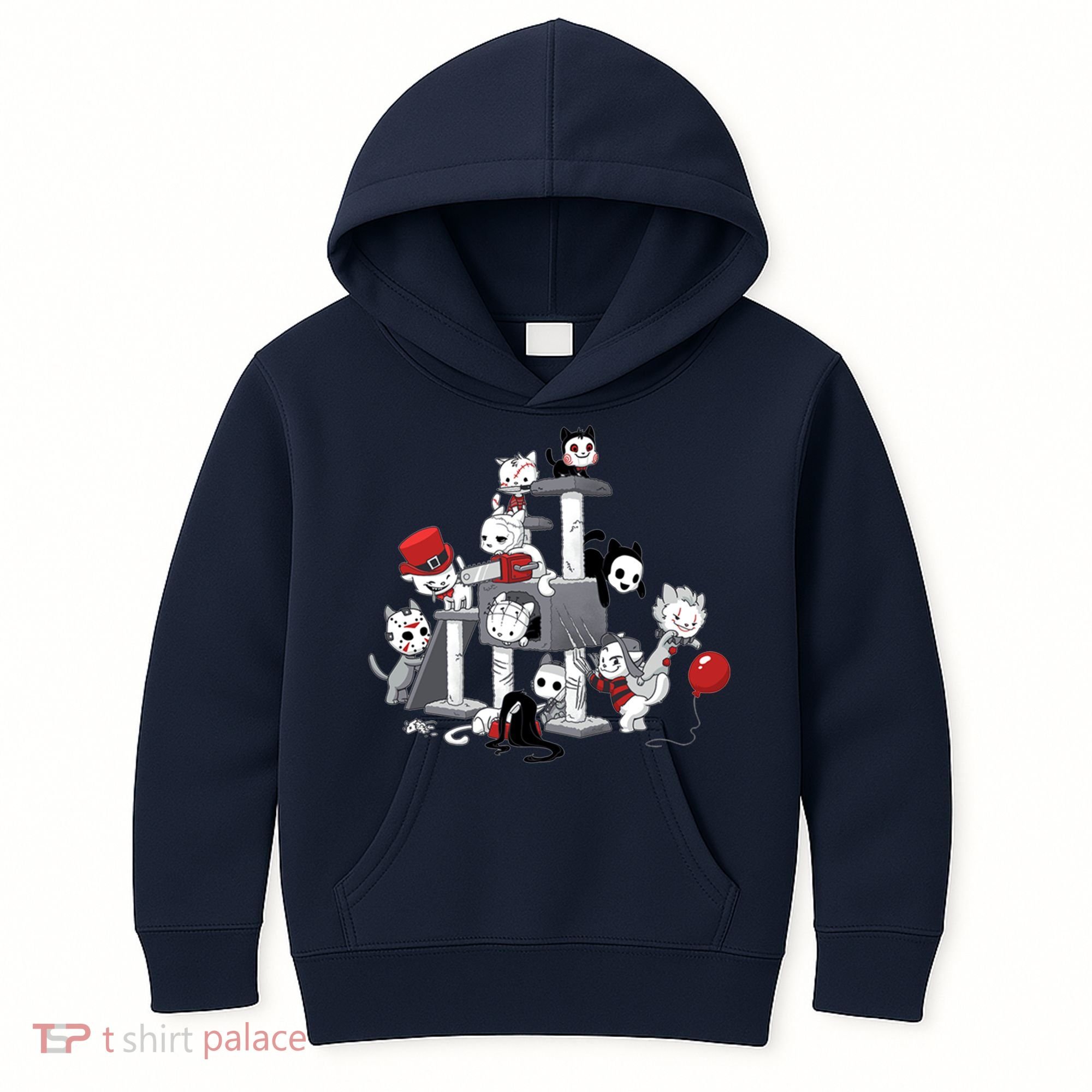 Horror Movies Cat Funny Halloween Kids Hoodie