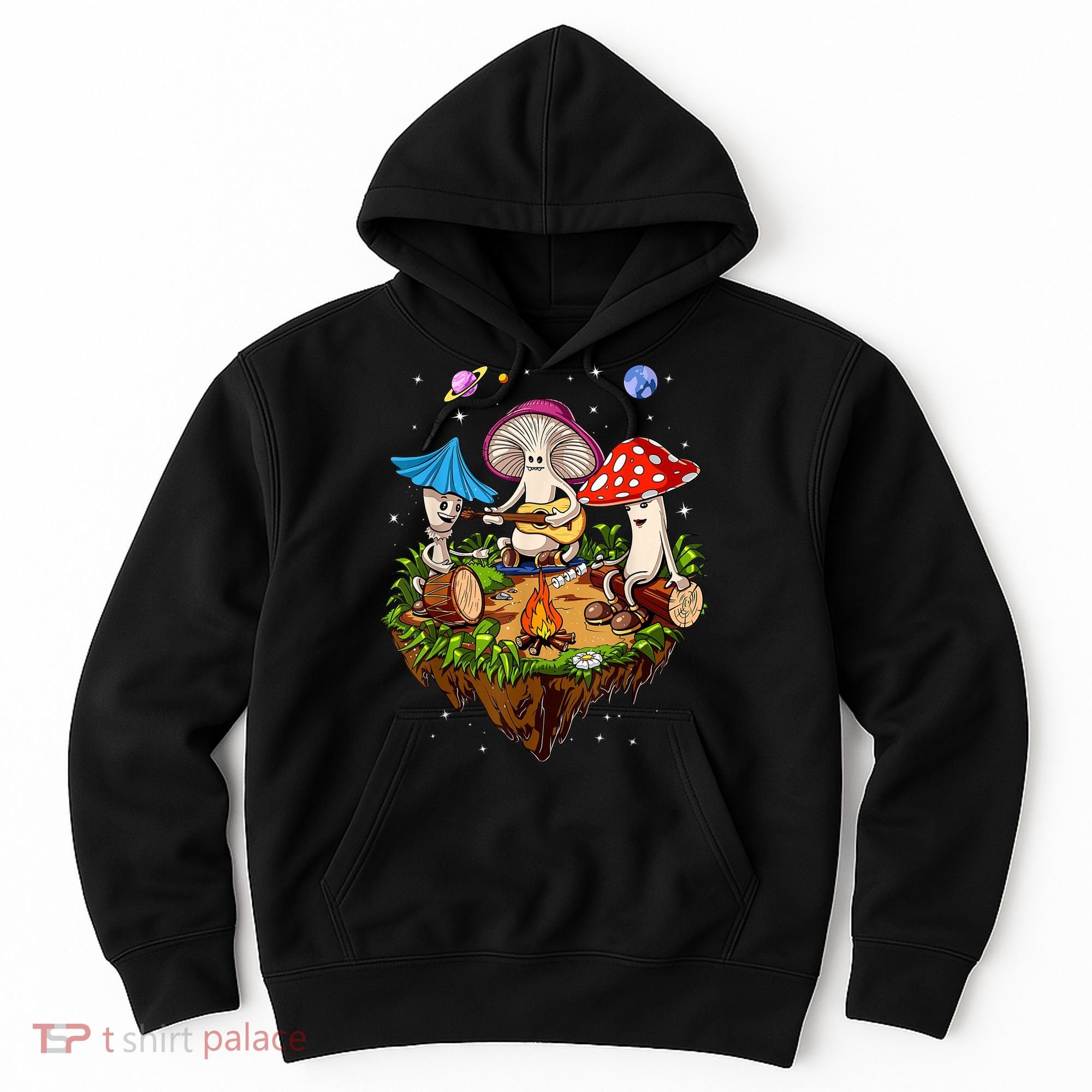 Hippie Mushrooms Camping Psychedelic Forest Fungi Festival Hoodie