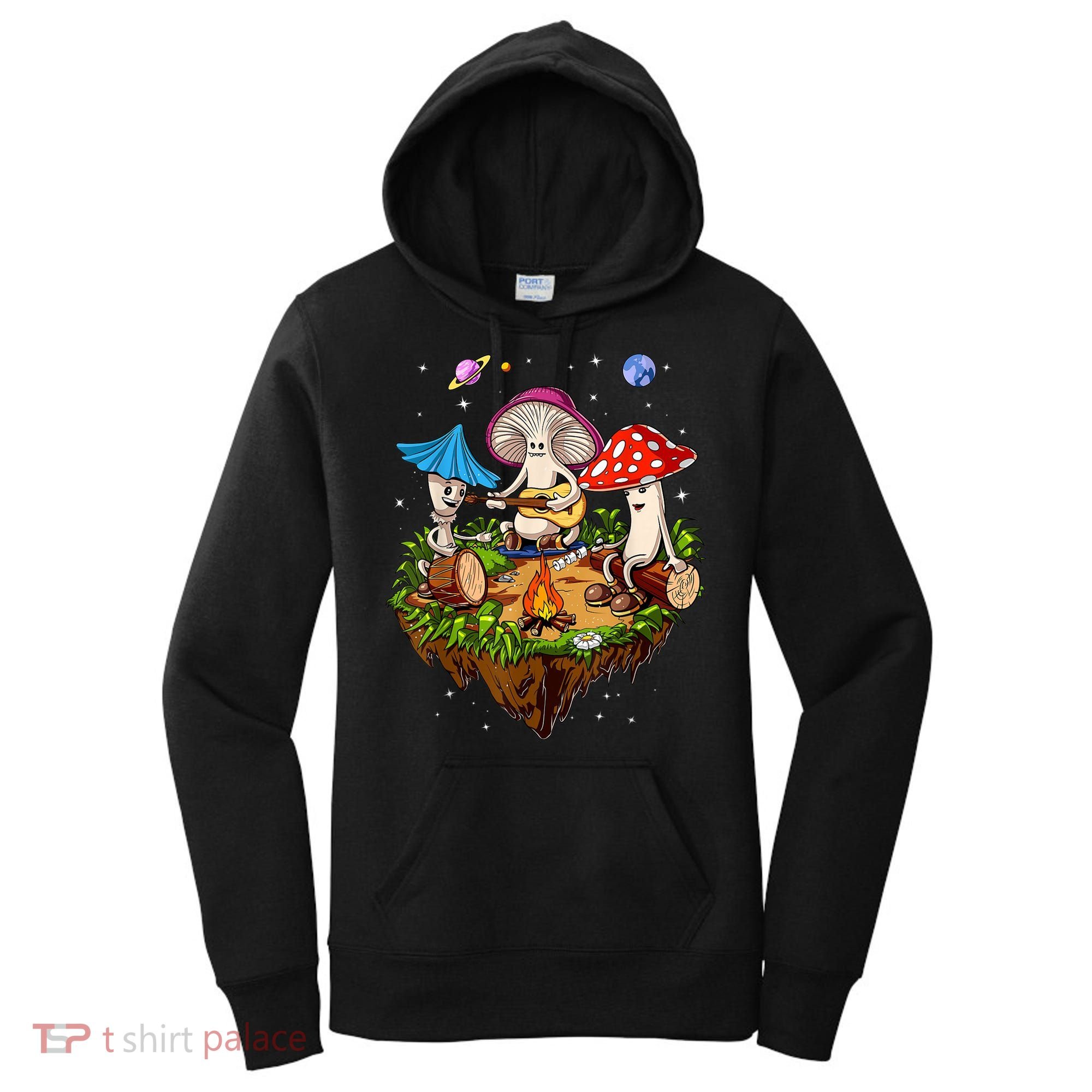 Hippie Mushrooms Camping Psychedelic Forest Fungi Festival Women's Hoodie