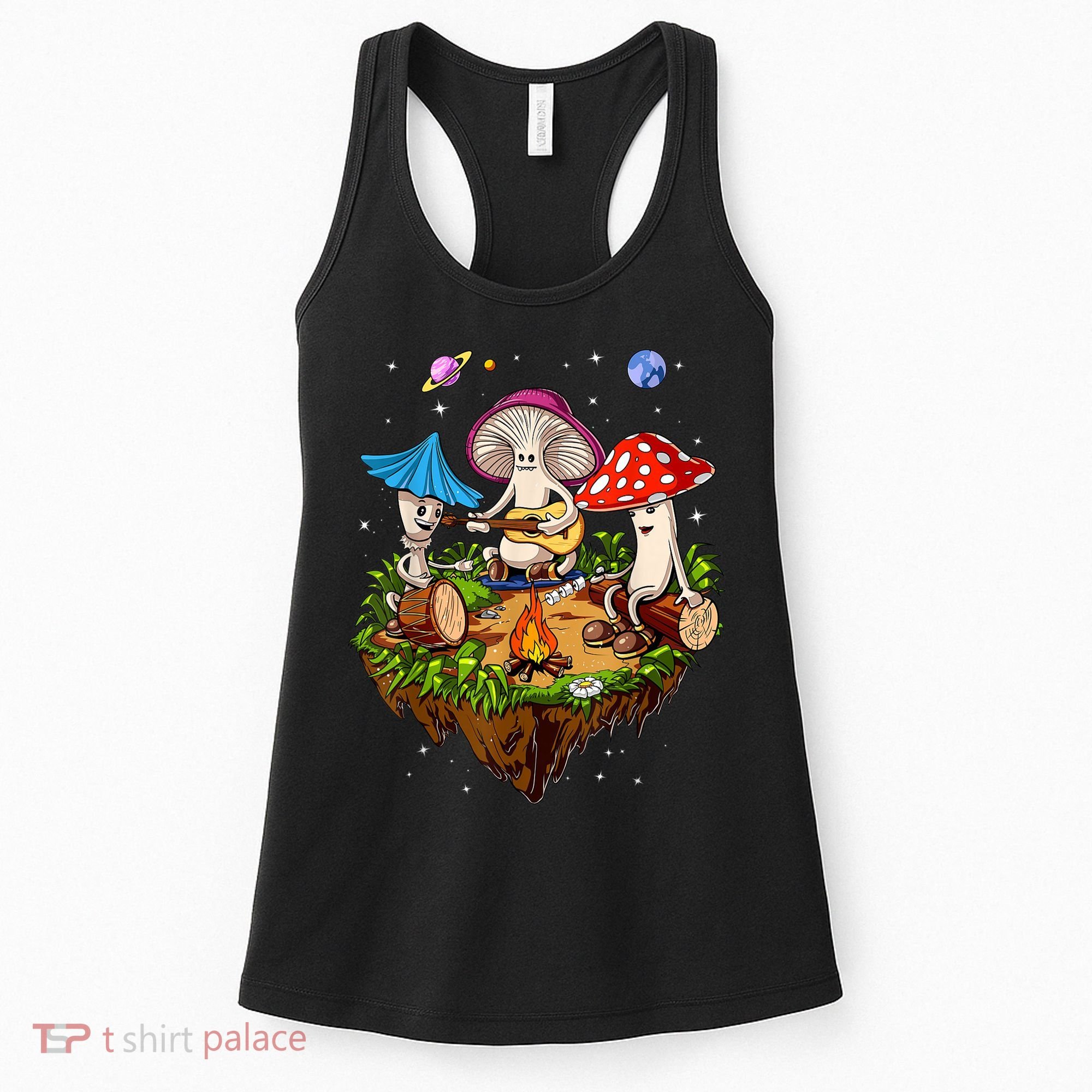 Hippie Mushrooms Camping Psychedelic Forest Fungi Festival Women's Tank Top